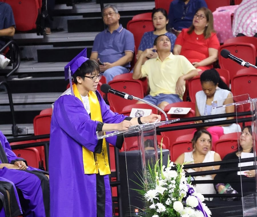 Jonathan speaking at graduation